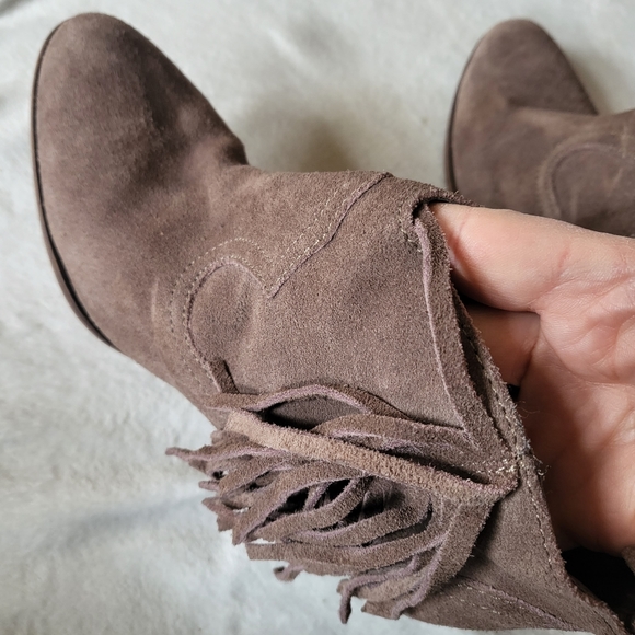 Steve Madden Ohio suede fringe ankle boot brown women's size 8 - Picture 8 of 10